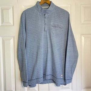 johnnie-O Hangin’ out Sylvester Henley Striped Shirt Wake Blue X Large